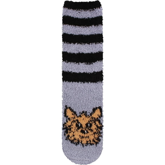 Women's Cute Fuzzy Cozy Super Warm Soft Animal Indoor Outdoor Cabin Crew Socks, 05 Yorkie, 1 Pair