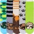 thumbnail image 1 of Women's Cute Fuzzy Cozy Super Warm Soft Animal Indoor Outdoor Cabin Crew Socks, Assortment A, 5 Pairs, 1 of 8