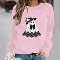 thumbnail image 1 of Women's Cute Ghost Graphic Sweatshirts Funny Halloween Pullover Tops Casual Long Sleeve Crewneck Shirts Loose Fit Fall Clothes Novelty Holiday Graphic Tees, 1 of 6