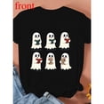 thumbnail image 1 of Women's Cute Ghost Graphic Tee - Reading T-Shirt, Book Lovers Top with 6 Characters, Book Clubs & Themed Events，Classy，cotton，black，S-5XL, 1 of 1