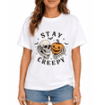 thumbnail image 1 of Women's Cute Ghost Halloween Graphic T-Shirt, Summer Fall Casual Short Sleeve Tee, 1 of 6
