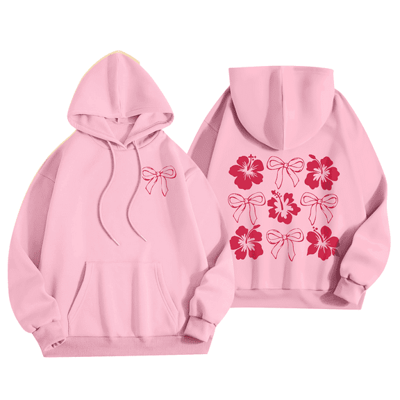 Women's Cute Graphic Print Hooded Long Sleeve Fall Sweatshirt Pullovers Hoodie 03-Hot Pink S
