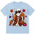 thumbnail image 1 of Women’s Cute Halloween Ghost Graphic T-Shirt, Fall Pumpkin Spice Fashion Design Short Sleeve Tee, Retro Autumn Pumpkin Graphic Top, 1 of 3