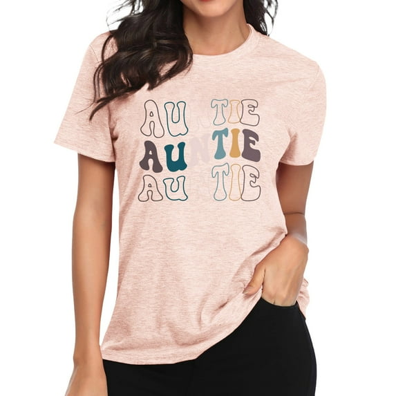 Women's Cute Heart Print T-Shirt Casual Short Sleeve Tee Comfortable Aunt Tops Stylish Ladies Shirt