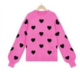 thumbnail image 1 of Women’s Cute Heart Sweater Long Sleeve Casual Pullover Knitted Valentines Sweaters for Women, 1 of 14