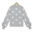 thumbnail image 1 of Women’s Cute Heart Sweater Long Sleeve Casual Pullover Knitted Valentines Sweaters for Women, 1 of 15
