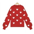thumbnail image 1 of Women’s Cute Heart Sweater Long Sleeve Casual Pullover Knitted Valentines Sweaters for Women, 1 of 15