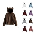 thumbnail image 1 of Women's Cute Hoodie 2025 Long Sleeve Casual Solid Color Hooded Sweatshirt Pullover Top Loungewear, 1 of 6