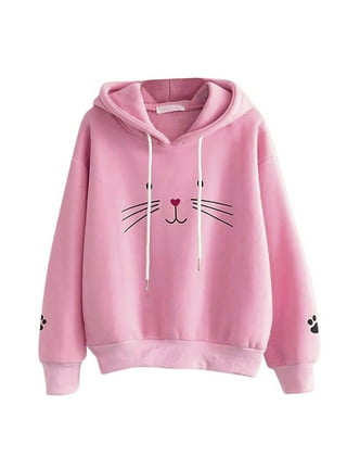 adviicd Fashion Oversized Hoodies Women Girl Hoodies Cute Cat Ear Novelty  Printed Pullover Sweatshirt 