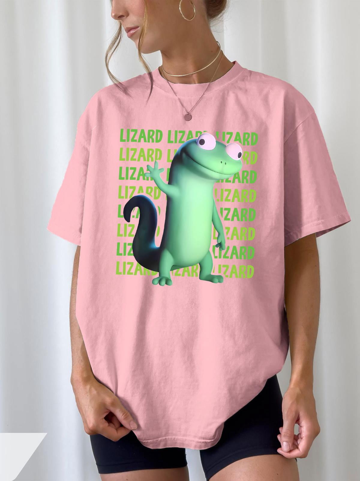 Alberta Lizard Women's Cute Lizard & Green All-Over Print T-Shirt with Cartoon Lizard ...