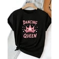thumbnail image 1 of Women's Cute Pink Crown Dancing Queen Graphic T-Shirt, 1 of 6