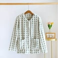 thumbnail image 1 of Women's Cute Plaid Flannel Jacket Fuzzy Fleece Pajama Tops Button up Warm Winter Sleepwear with Pockets New Women Sleepwear Green L, 1 of 3