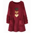 thumbnail image 1 of Women's Cute Plush Pajama Tops Soft Fluffy Fleece Warm Sweatshirts Fall Winter Comfy Fuzzy Lounge Sleepwear, 1 of 2