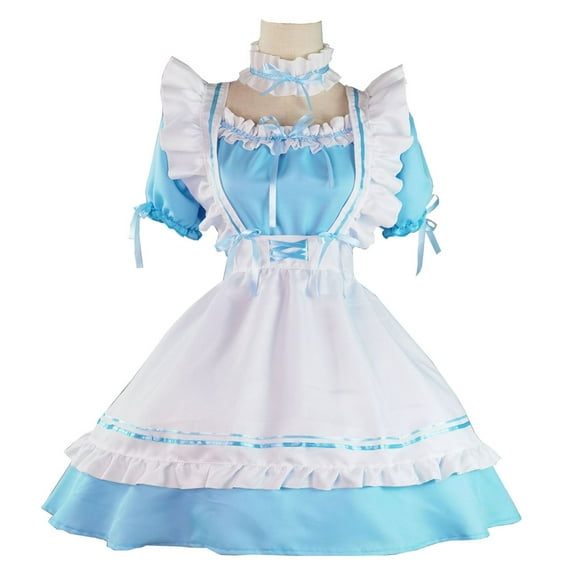 Women's Cute Princess Dresses for Girls Kawaii Dress Anime Maid Attire Cosplay Dress with Apron and Other Accessories