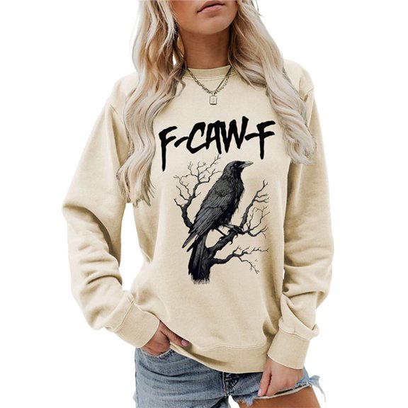 Women's Cute Printed Sweater Crew Neck Long Sleeve Pullover Sweaters for Women Color L