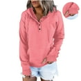 thumbnail image 1 of Women's Cute Pullover Hoodie Oversized Long Sleeve Button Detail Trendy Finger Cover, 1 of 6