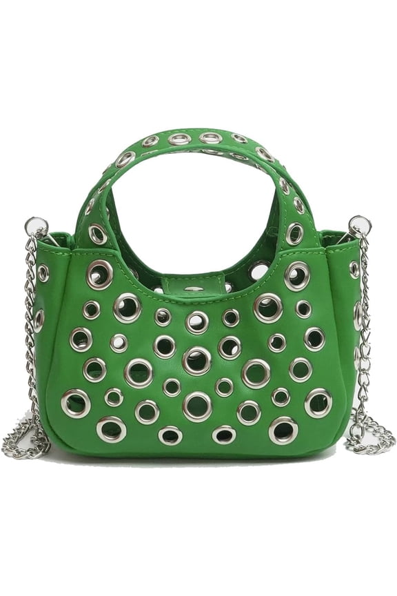 Women's Cute Punk Studded Purse Y2K Leather Shoulder Bag Daily Vintage Handbag Aesthetically Pleasing Purse