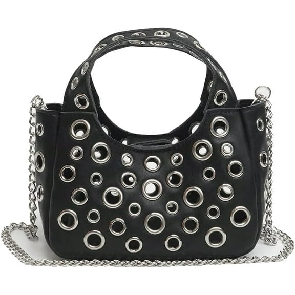 Women's Cute Punk Studded Purse Y2K Leather Shoulder Bag Daily Vintage Handbag Aesthetically Pleasing Purse
