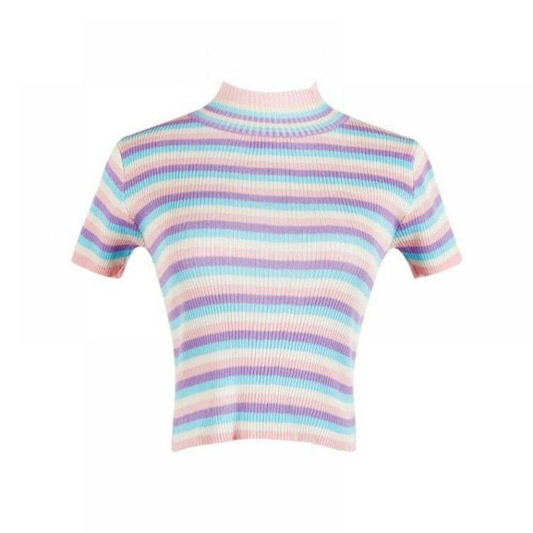 Striped short sleeve turtleneck clearance