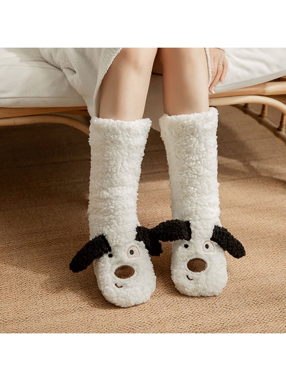 Women's Cute Sleeping Socks, Warm Fuzzy Home Floor Socks,Soft Comfortable Socks,1 Pair Women Lamb Wool Socks Slipper Socks for Home Lounge Sleep