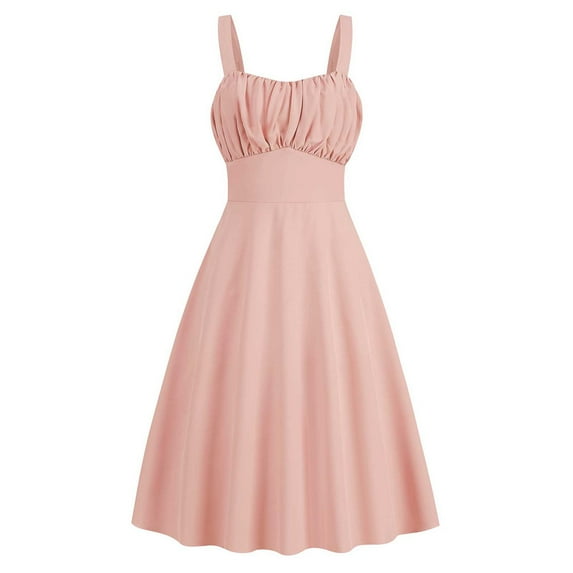 Clearance Under $20 Women's Cute Sleeveless Wedding Dress Vintage Spaghetti Spaghetti Ruched Corset Tube Cocktail Dresses Casual High Waist Bodycon Ruffle Swing A Line Party Formal Dresses