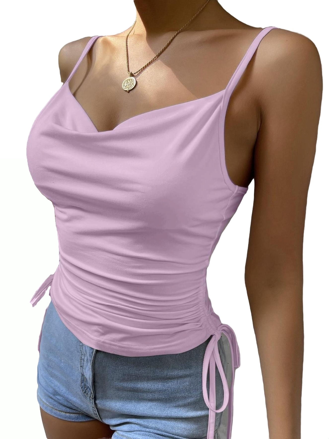 Women's Cute Spaghetti Strap Crop Cami Top S(4)