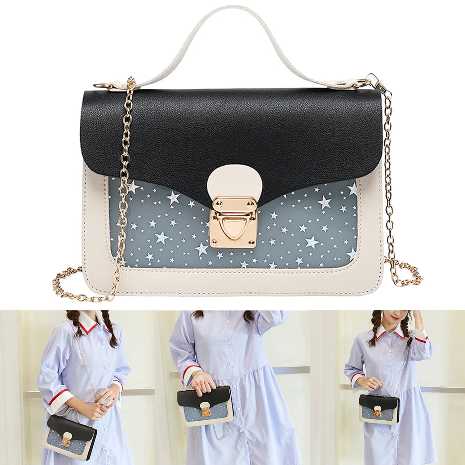 Minicloss Women's Fashion Cute Star Print Crossbody Shoulder Bag