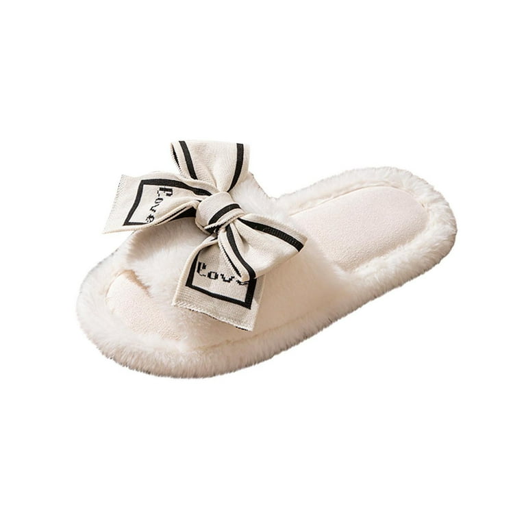 Women's Cute Stylish Butterfly Bow Plush Slippers Indoor and