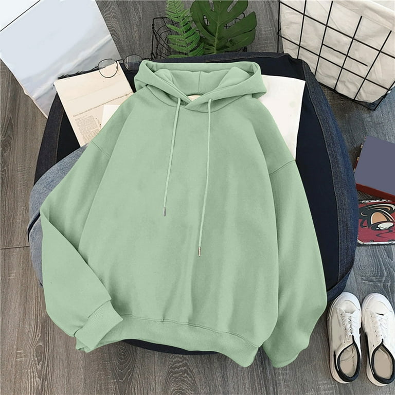 Women's Cute Sweatshirt Kawaii Long Sleeve Hoodie Cotton Pullover Tops For  Teen Girls Clothes Mint Green M Cute Clothes for Teen Girls