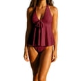 thumbnail image 1 of Women's Cute Tankini Swimsiuts Textured Flowy Babydoll Halter Tops with Panty Modest Bathing Suits, 1 of 7