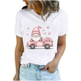 thumbnail image 1 of Women's Cute Valentines Day Tshirts Heart Gnome Car Graphic T Shirts Shor Sleeve Crewneck Tee Tops, 1 of 5