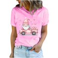 thumbnail image 1 of Women's Cute Valentines Day Tshirts Heart Gnome Car Graphic T Shirts Shor Sleeve Crewneck Tee Tops, 1 of 5