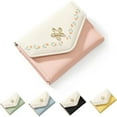 thumbnail image 1 of Women's Cute Wallet, Small Tri-Fold RFID Blocking Leather Wallet with ID Window, Girls and Women - Flowers/2PCS/Pink+Black, 1 of 10