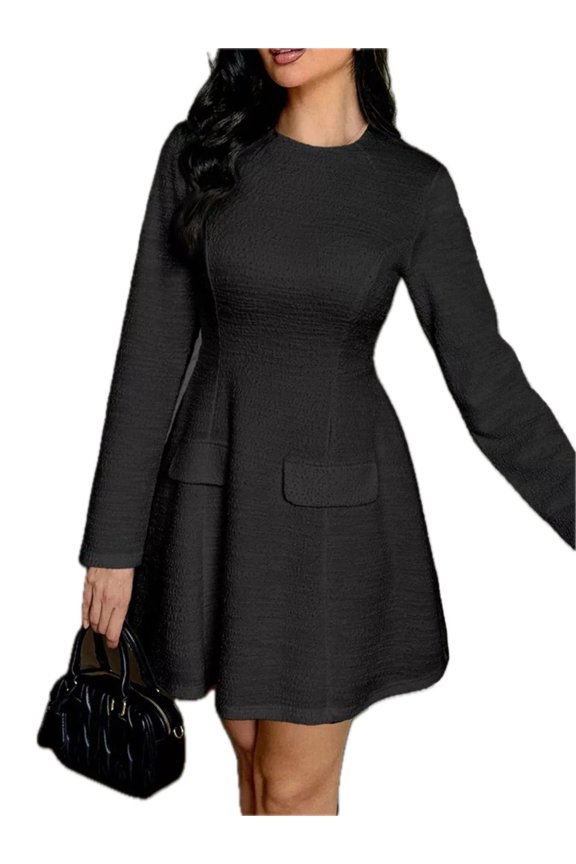 Women's Cutout Back Long Sleeve Mini Dress outer fabric ninety eight percent polyester and two percent elastane