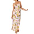 thumbnail image 1 of Women's Cutout Back Printed Square Neck Maxi Cami Dress with Ruched Smocked Details 95% Polyester 5% Elastane Fabric, 1 of 21