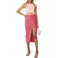thumbnail image 1 of Women's Cutout Crew Neck Sleeveless Tank Slit Ribbed Bodycon Midi Dresses, 1 of 5