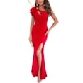thumbnail image 1 of Women's Cutout One Shoulder Ruffle Dress with Side Slit and Stretchy Fit for Flattering Occasion Wear 100% Polyester, 1 of 14