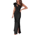 thumbnail image 1 of Women's Cutout One Shoulder Ruffle Dress with Side Slit and Stretchy Fit for Flattering Occasion Wear 100% Polyester, 1 of 14