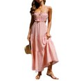 thumbnail image 1 of Women's Cutout Square Neck Midi Cami Dress with Ties and Ruched Backless Fit 95% Polyester 5% Spandex Imported Easy Care, 1 of 27