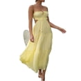 thumbnail image 1 of Women's Cutout Square Neck Midi Cami Dress with Ties and Ruched Backless Fit 95% Polyester 5% Spandex Imported Easy Care, 1 of 27
