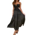thumbnail image 1 of Women's Cutout Square Neck Midi Cami Dress with Ties and Ruched Backless Fit 95% Polyester 5% Spandex Imported Easy Care, 1 of 27