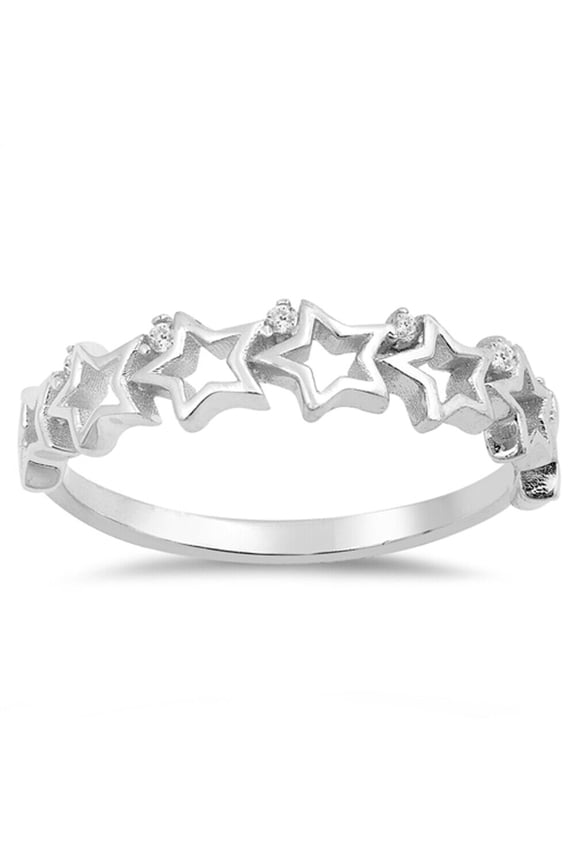 Women's Cutout Star Stackable Engagement Ring For Gift 1.9 Ct Diamond 14K White Gold Over