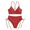 thumbnail image 1 of Women's Cutout Underboob High Waisted Bikini Cheeky High Cut Thong Two Piece Swimsuit, 1 of 5