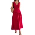 thumbnail image 1 of Women's Cutout V Neck Sleeveless Midi Dress with Ruched Detailing 85% lyocell 15% polyamide Lining 100% polyester, 1 of 10