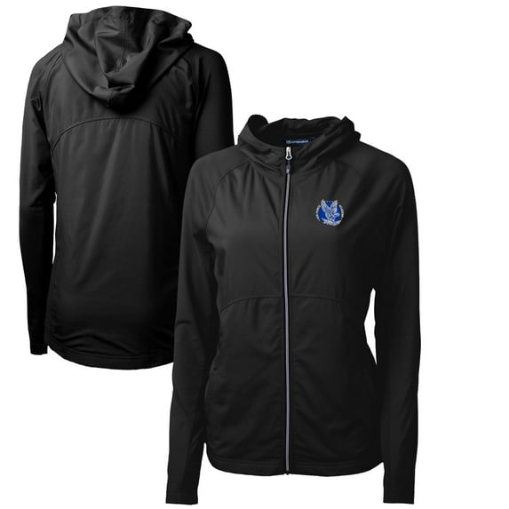 Women's Cutter & Buck Black Air Force Falcons Adapt Eco Knit Hybrid Recycled Full-Zip Hoodie