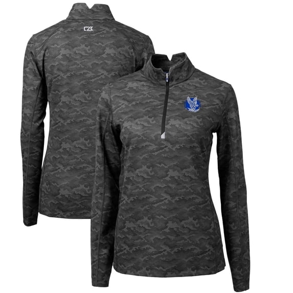Women's Cutter & Buck Black Air Force Falcons Traverse Camo Print Stretch Quarter-Zip Pullover Top