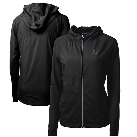 Women's Cutter & Buck Black Arizona Diamondbacks Adapt Eco Knit Hybrid Recycled Full-Zip Hoodie