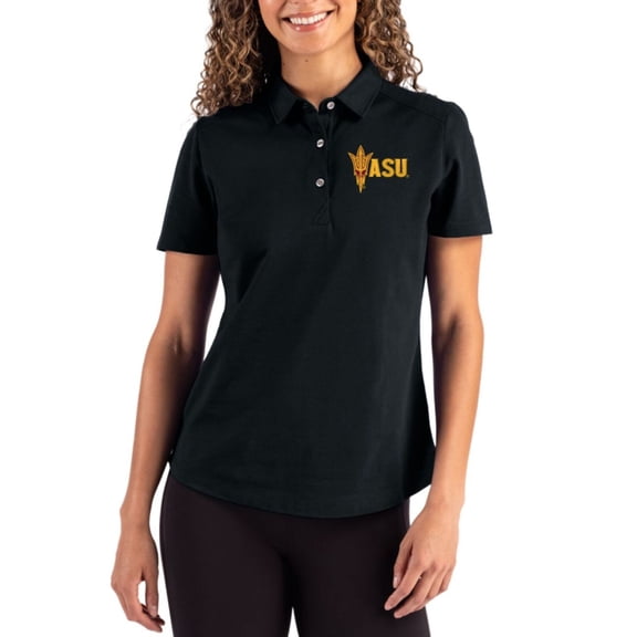 Women's Cutter & Buck Black Arizona State Sun Devils Advantage Refresh Epic Confidence Recycled Tri-Blend Pique Polo