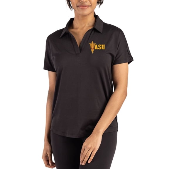 Women's Cutter & Buck Black Arizona State Sun Devils Coastline Epic Comfort Recycled Dolman Polo