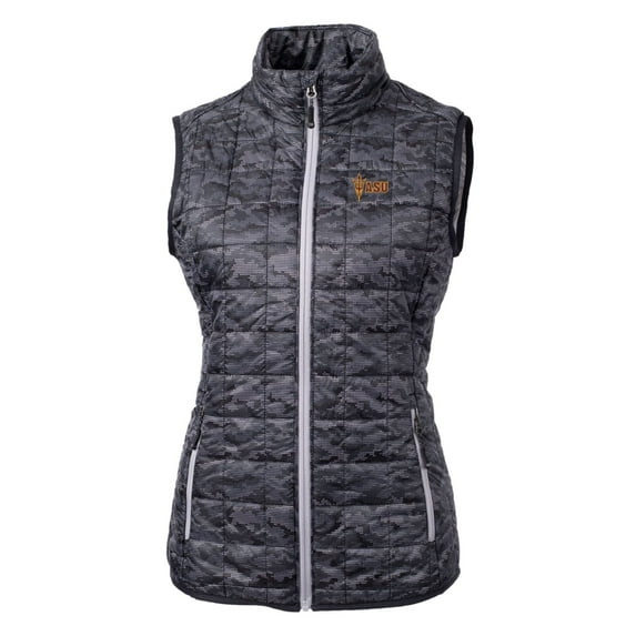 Women's Cutter & Buck Black Arizona State Sun Devils Eco Full-Zip Puffer Vest